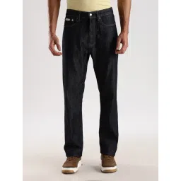 CALVIN KLEIN Dark Blue Cotton Straight Fit Mid Rise Jeans-picture-32