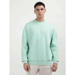Calvin Klein Green Cotton Comfort Fit Logo Printed Sweatshirt-picture-37