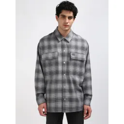 Calvin Klein Grey Cotton Oversized Fit Checks Shirt-picture-40