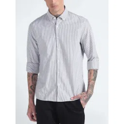 Calvin Klein Jeans Black & White Cotton Slim Fit Striped Shirt-picture-20