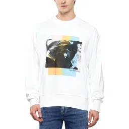 Calvin Klein Jeans Bright White Cotton Comfort Fit Printed Sweatshirt-picture-26