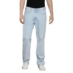 Calvin Klein Light Blue Cotton Straight Fit Jeans-picture-17