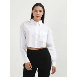 CALVIN KLEIN White Cotton Crop Shirt-picture-48