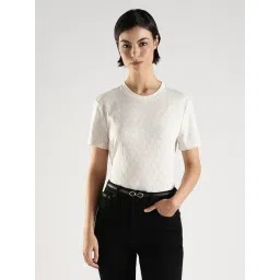 Calvin Klein Jeans Beige Cotton Regular Fit Logo Printed T-Shirt-picture-44