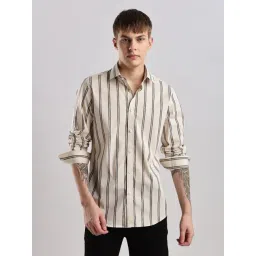 CALVIN KLEIN JEANS Beige Men Slim fit Striped Shirt-picture-10