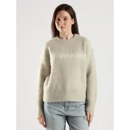 Calvin Klein Jeans Beige Regular Fit Logo Printed Sweater-picture-11