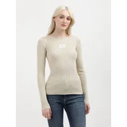 CALVIN KLEIN JEANS Beige Slim Fit Lyocell Round Neck Sweater-picture-19