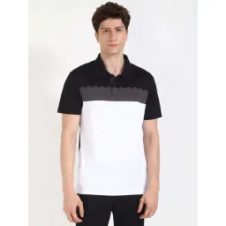 Calvin Klein Jeans Black & White Regular Fit Colour Block Polo T-Shirt-picture-19