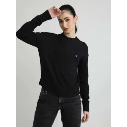 CALVIN KLEIN JEANS Black Cotton Plain Sweater-picture-43