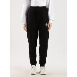 Calvin Klein Jeans Black Cotton Regular Fit Logo Printed Joggers-picture-34