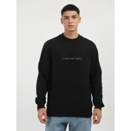 Calvin Klein Jeans Black Cotton Regular Fit Logo Printed Sweatshirt-picture-26