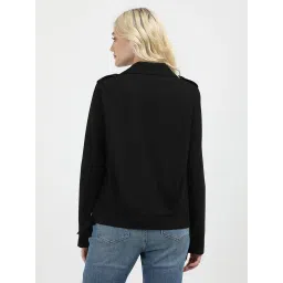 CALVIN KLEIN JEANS Black Regular Fit Polyester Notch Collar Biker Jacket image 2