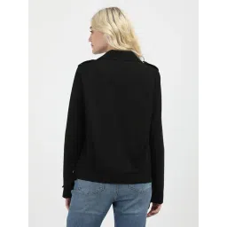 CALVIN KLEIN JEANS Black Regular Fit Polyester Notch Collar Biker Jacket image 2