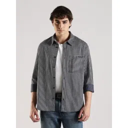 Calvin Klein Jeans Blue Cotton Comfort Fit Striped Shirt-picture-39