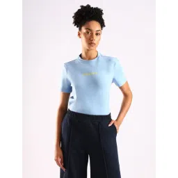 Calvin Klein Jeans Blue Cotton Slim Fit Logo Printed T-Shirt-picture-27