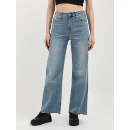 CALVIN KLEIN JEANS Blue Light-Wash Wide Leg Fit High Rise Jeans-picture-13