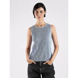 Calvin Klein Jeans Blue Slim Fit Self Pattern Top-picture-20