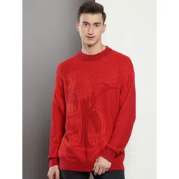 calvin klein jeans Calvin Klein Cable Knit Self Design V-Neck Pullover Cotton Sweater-picture-40