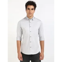 Calvin Klein Jeans Ghost Grey Cotton Slim Fit Shirt-picture-23