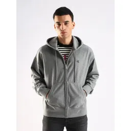 Calvin Klein Jeans Grey Cotton Comfort Fit Hooded Sweatshirt-picture-32