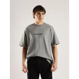 Calvin Klein Jeans Grey Cotton Comfort Fit Logo Printed T-Shirt-picture-46