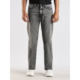 CALVIN KLEIN JEANS Grey Cotton Straight Fit Solid Trousers image 1
