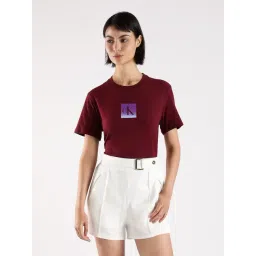 CALVIN KLEIN JEANS Maroon Logo Regular Fit T-Shirt-picture-26