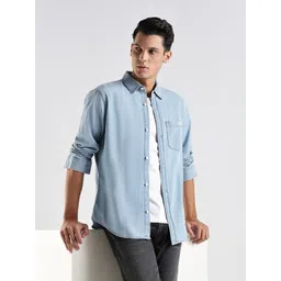 Calvin Klein Jeans Men Regular Fit Solid Spread Collar Pure Cotton Casual Shirt-picture-40