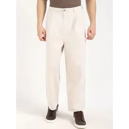 Calvin Klein Jeans Men Relaxed Fit Mid-Rise Pleated Cotton Trousers-picture-25