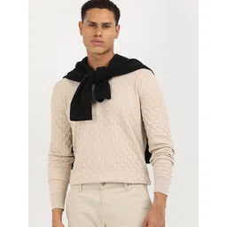 Calvin Klein Jeans Men Ribbed Geometric Self Design Pullover-picture-14