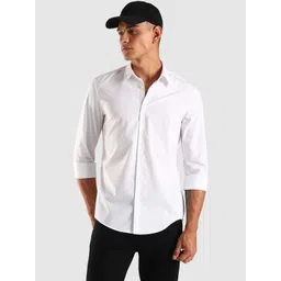 Calvin Klein Jeans Men Slim Fit Solid Spread Collar Formal Cotton Shirt-picture-42