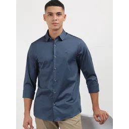 Calvin Klein Jeans Men Spread Collar Solid Cotton Slim Fit Casual Shirt-picture-20