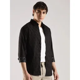 Calvin Klein Jeans Men Textured Spread Collar Pure Cotton Casual Shirt image 2