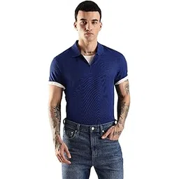 calvin klein jeans Men's Solid Regular Fit Polo Shirt (4LD299G401-2XL_Bellwether Blue-picture-12