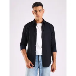 CALVIN KLEIN JEANS Navy Self Design Slim Fit Shirt-picture-46