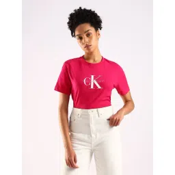 Calvin Klein Jeans Pink Cotton Regular Fit Logo Print T-Shirt-picture-18