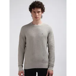 Calvin Klein Jeans Self Design Round Neck Long Sleeves Pure Cotton Pullover Sweater-picture-19