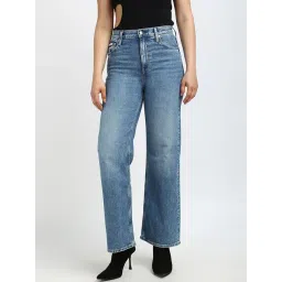 Calvin Klein Jeans Stone Mid Blue Cotton Wide Leg Fit Jeans-picture-18