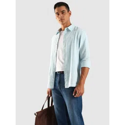 Calvin Klein Jeans Striped Spread Collar Long Sleeves Cotton Linen Shirt-picture-24