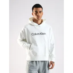 Calvin Klein Jeans White Cotton Comfort Fit Logo Printed Hooded Sweatshirt-picture-21