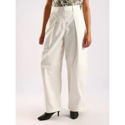 Calvin Klein Jeans White Cotton Flared Fit Trousers-picture-47