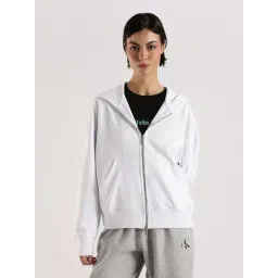 Calvin Klein Jeans White Cotton Regular Fit Hooded Sweatshirt-picture-28