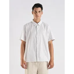 CALVIN KLEIN JEANS White Cotton Regular Fit Striped Shirt-picture-37
