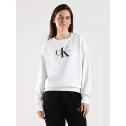 Calvin Klein Jeans White Cotton Relaxed Fit Logo Printed Sweatshirt-picture-45