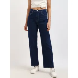 Calvin Klein Jeans Women Dark Blue Solid High-Rise Ankle Length Jeans-picture-31