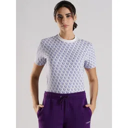 Calvin Klein Jeans Women Geometric Printed Round Neck Pure Cotton T-shirt-picture-33