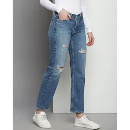calvin klein jeans Women Lightly Washed Distressed Straight Jeans-picture-14