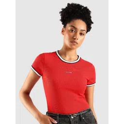 Calvin Klein Jeans Women Self Design Round Neck Cotton-picture-45