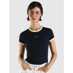 Calvin Klein Jeans Women Solid Round Neck Cotton T-shirt-picture-29