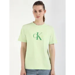 Calvin Klein Jeans Women Typography Printed Round Neck Cotton T-shirt-picture-36